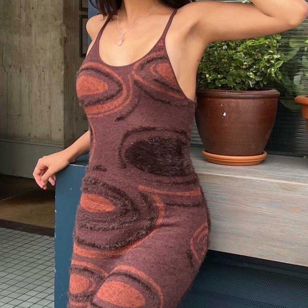 House of Sunny Hockney Dress in Chocolate Brown